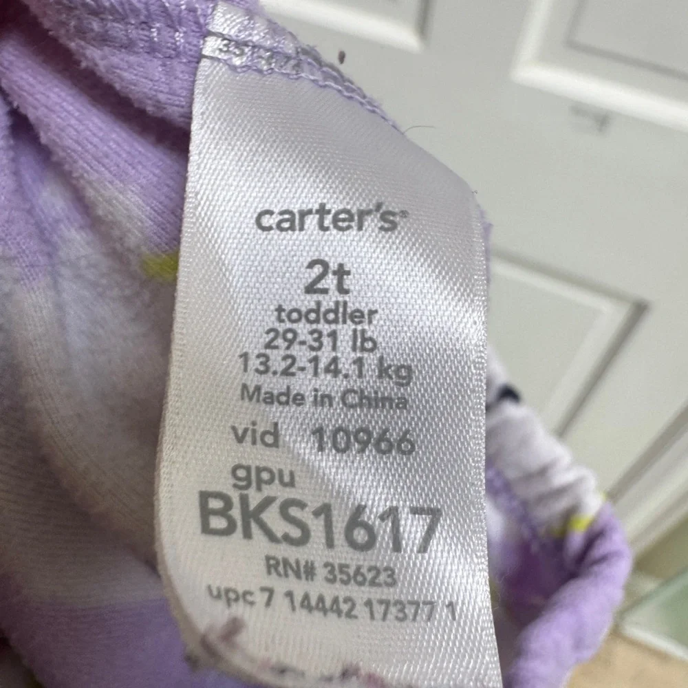 NWOT Carter's 2T Girls Snowman Fleece Pajama Bottoms - Purple and Green Winter